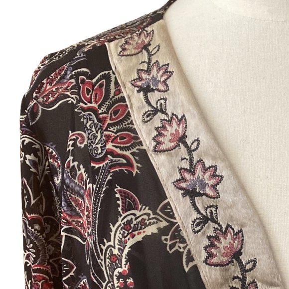 Belle Kim Gravel Floral Kimono Embroidered Velvet Trim Dark Fairy Whimisgoth-1X - Picture 3 of 13